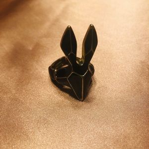 Black Gothic Rabbit Stretchy Elastic Ring